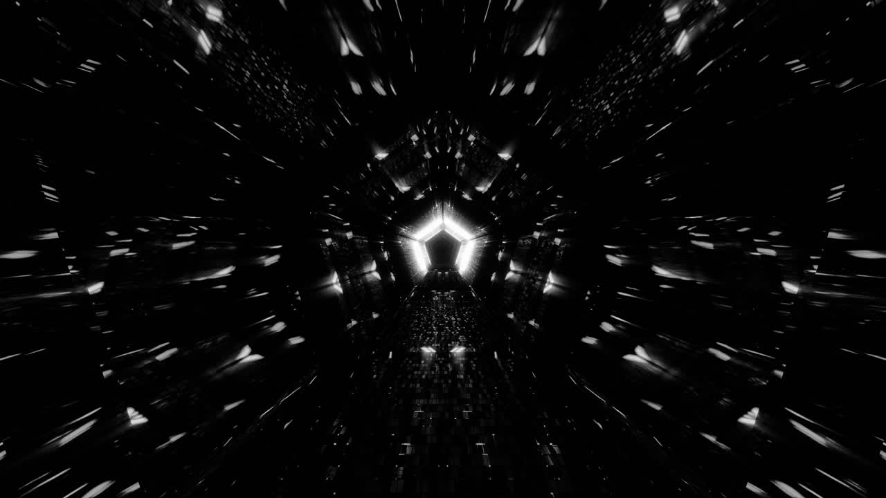 Black and white background futuristic tunnel. Looped 3d