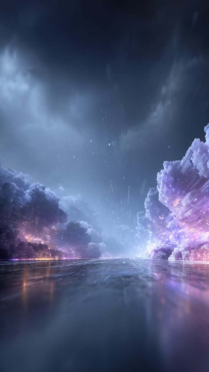 A Dreamlike Journey Through a Surreal Landscape of Vibrant Clouds and Reflective Waters, Capturing the Essence of Imagination and Nature's Beauty