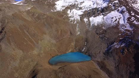 aéreo: lago azul en las montañas de italia