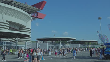 crowd gathering at a stadium