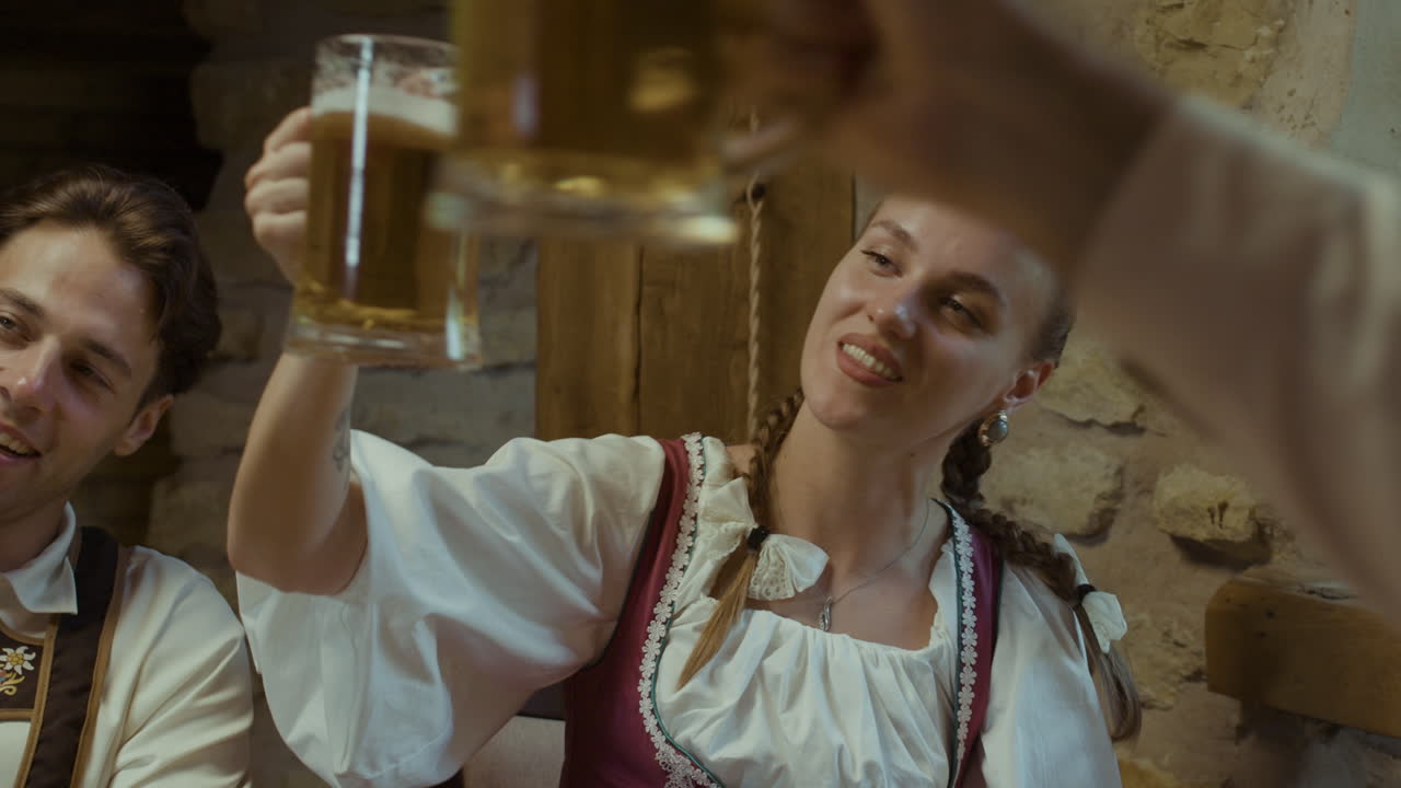 People drinking beer and celebrating Oktoberfest