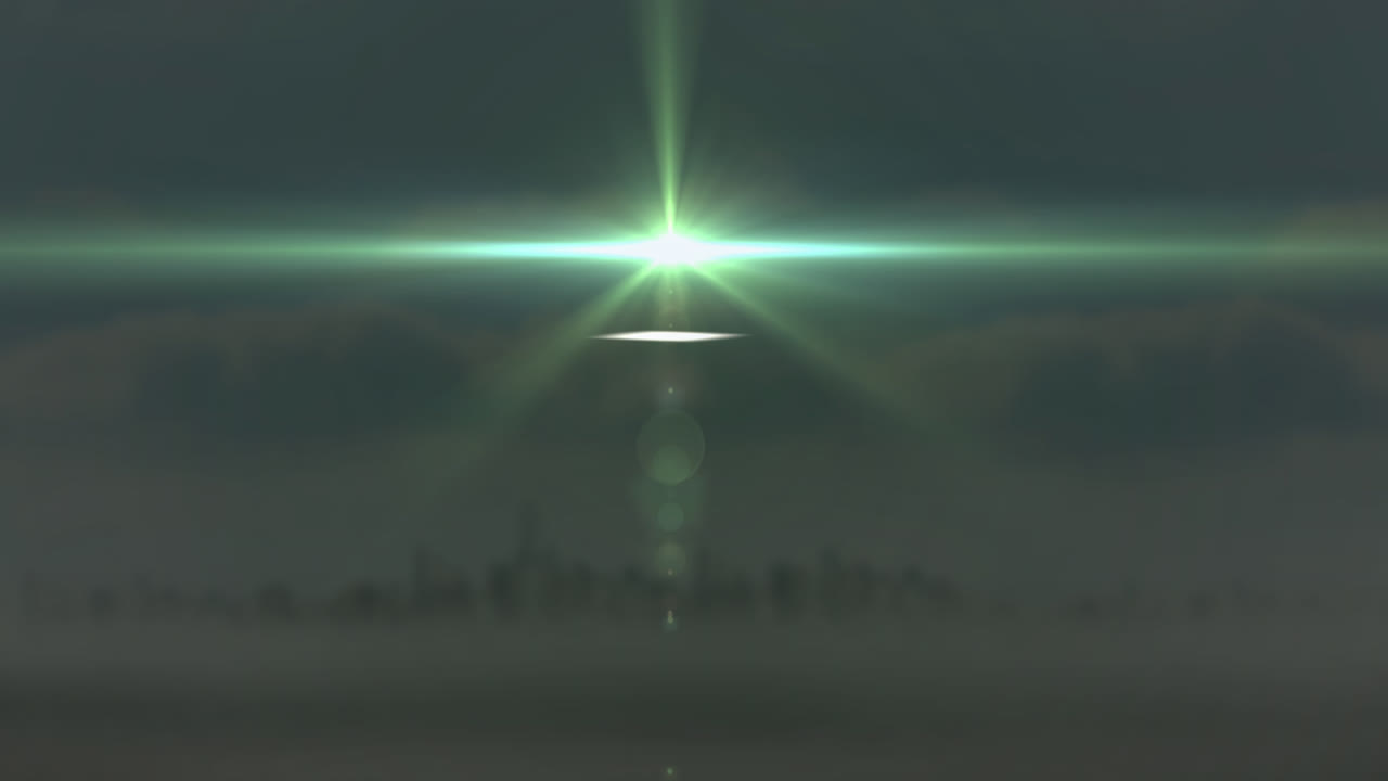 animación de rastros de luz sobre el paisaje urbano y el cielo