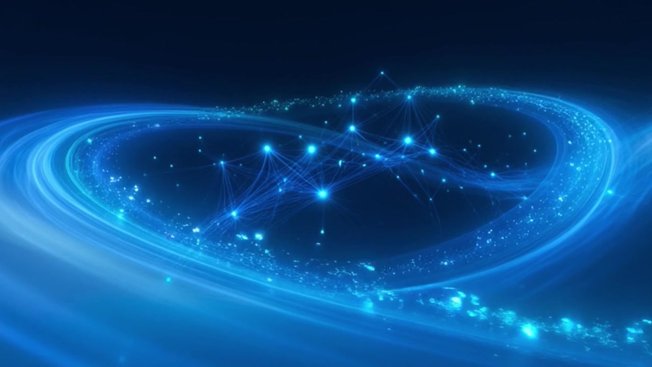 抽象数字网络连接，带有蓝色发光光迹