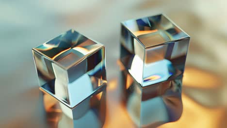 two shiny glass cubes