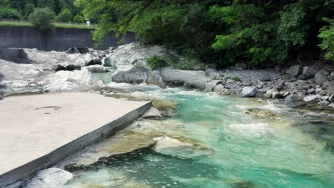 amazing serio river with its crystalline green waters, bergamo, seriana valley,italy