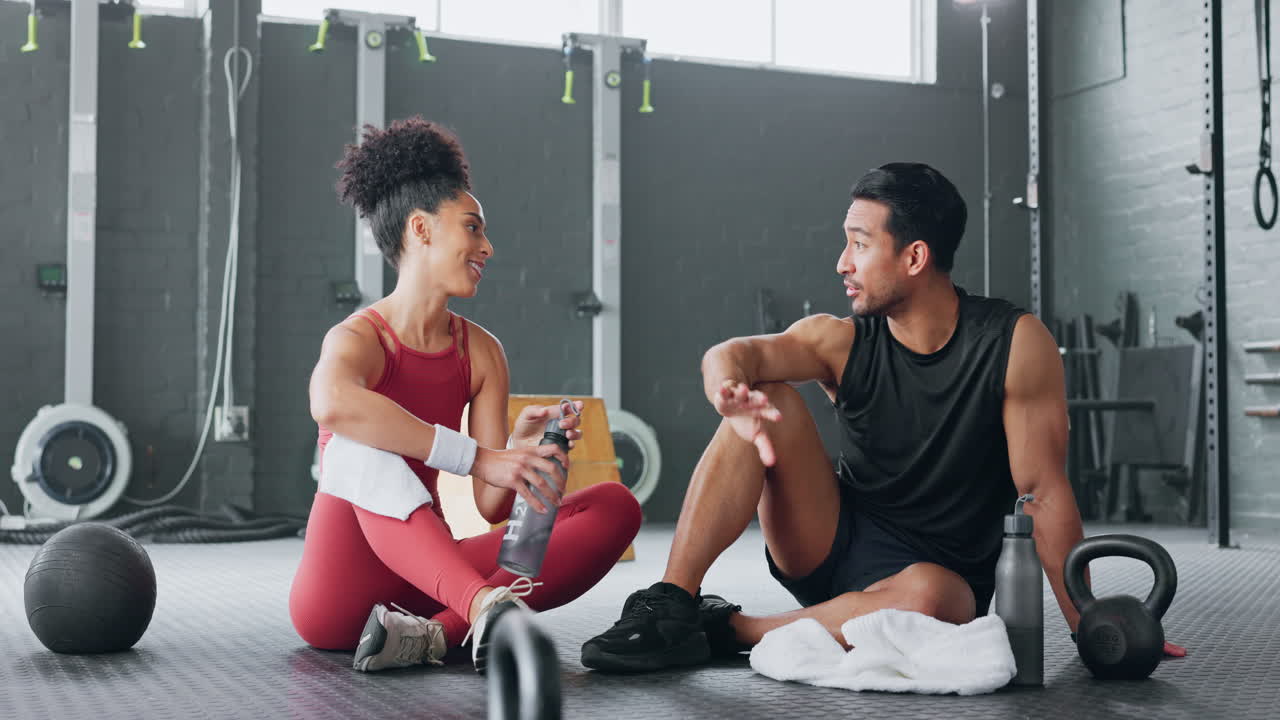 High five, fitness and happy man