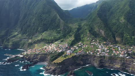 drone clip over the dramatic coastline of madeira during a sunny summer day