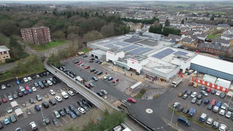 sainsburys supermarket harlow essex uk aerial dorne footage 4k