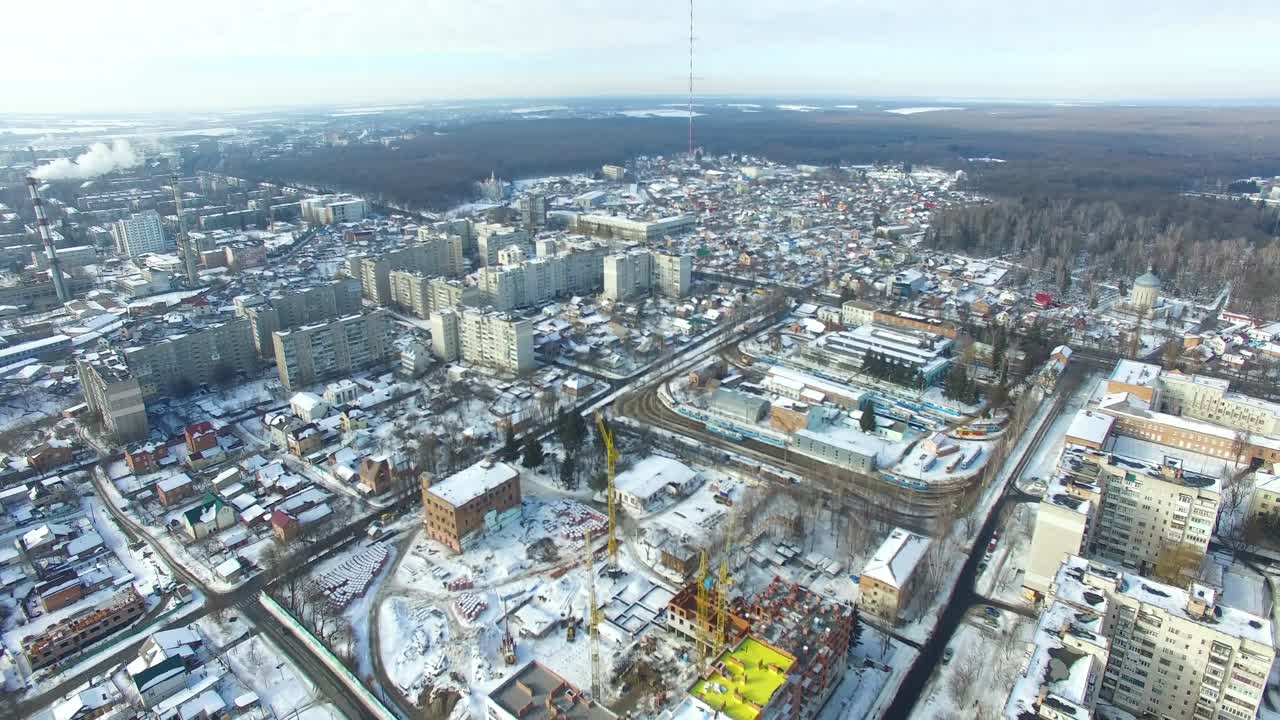Building under construction. Place for many tall buildings under construction and cranes