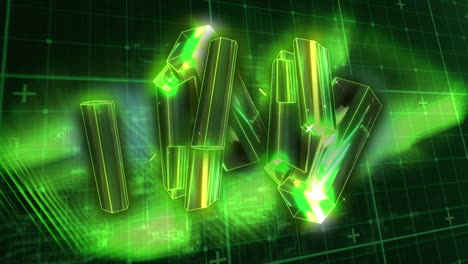 animación de barras 3d sobre el patrón de cuadrícula contra patrones abstractos en el fondo