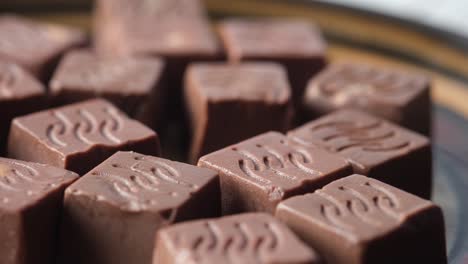 close-up of chocolate squares