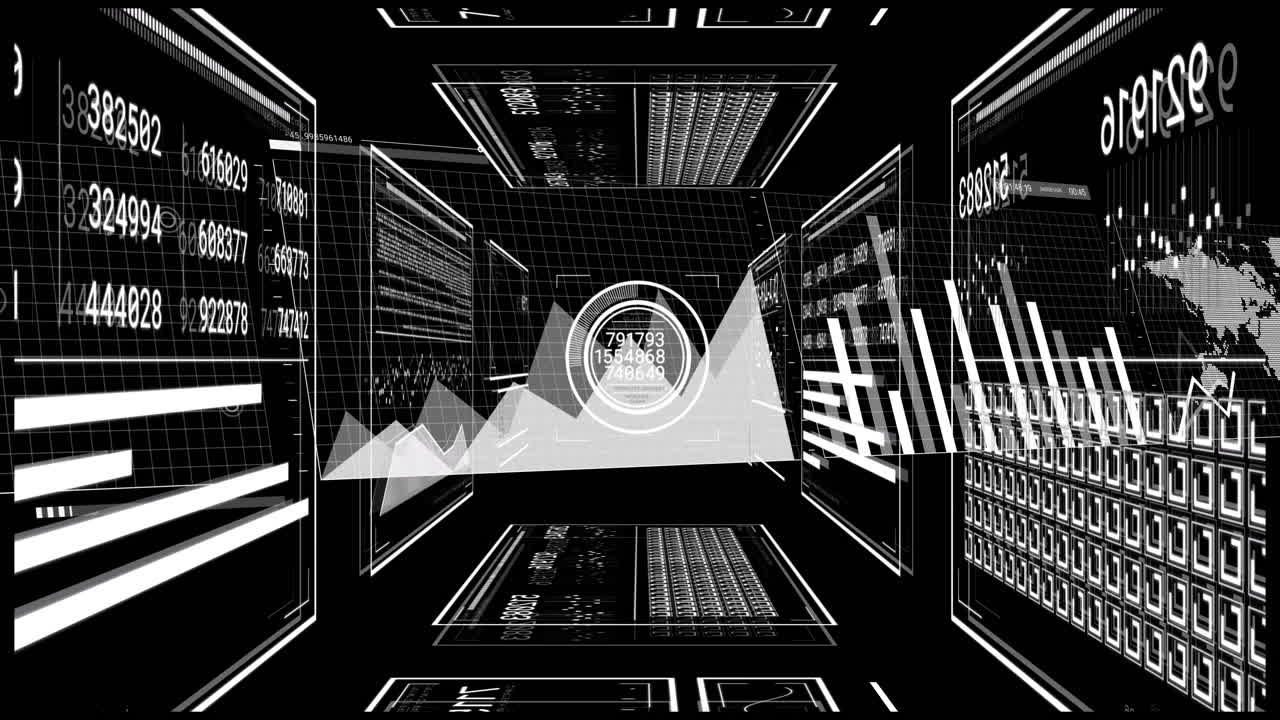 Creating animation of graphs and charts in futuristic black and white design