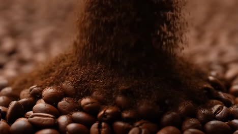 coffee beans and falling ground coffee