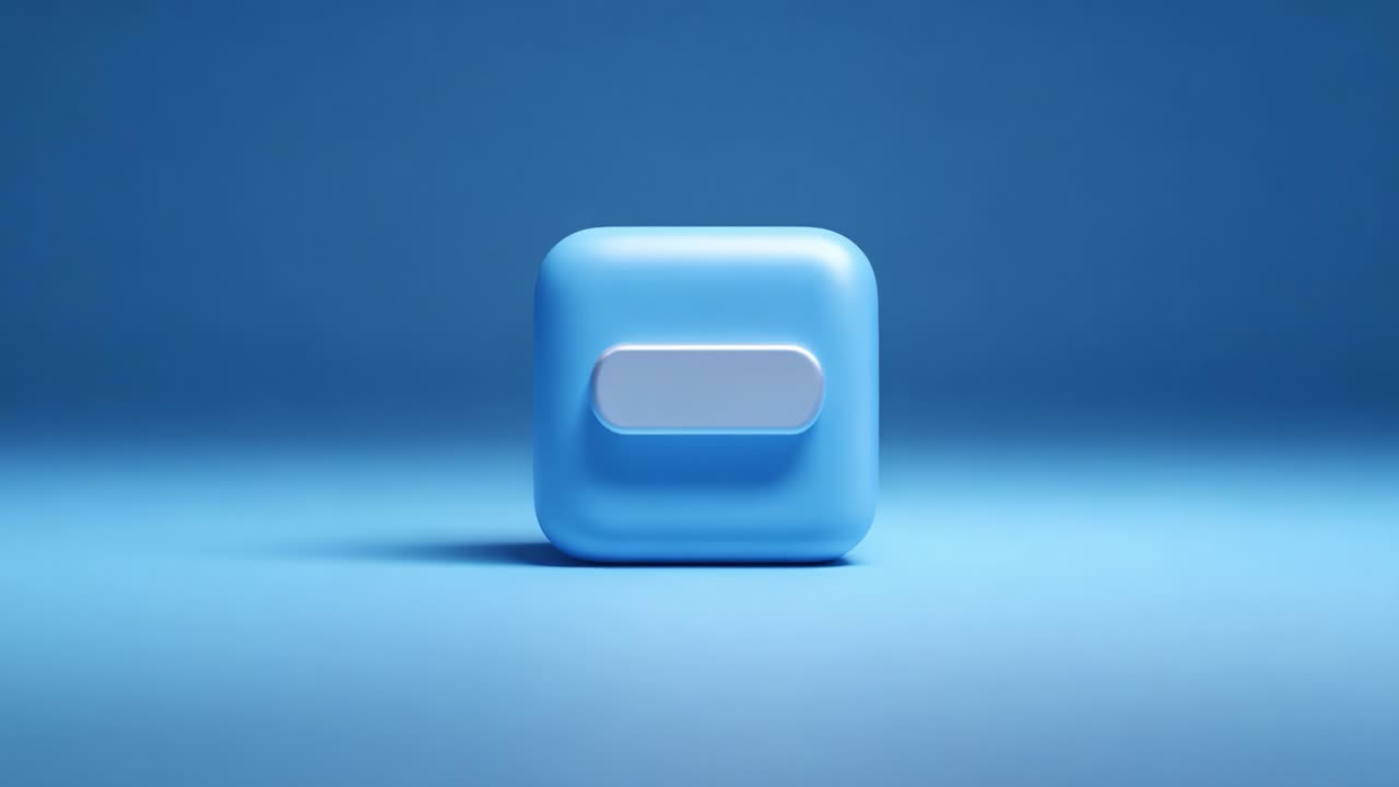 A Smooth, Glossy Blue Cube Featuring a Central Toggle Switch in a Minimalistic Setting, Capturing Immaculate Design and Aesthetic Appeal Under Soft Lighting