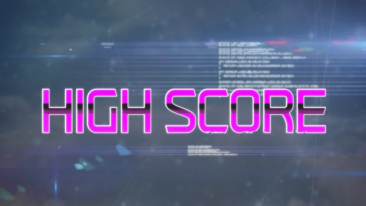 animación de texto de alta puntuación sobre procesamiento de datos y cielo con nubes