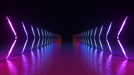 neon tunnel with glowing arrows