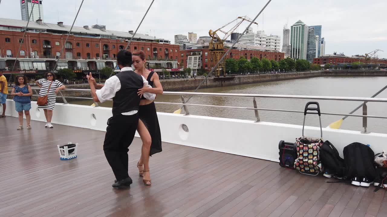Tango intimate Dance performance at Women's Bridge of Puerto Madero POV