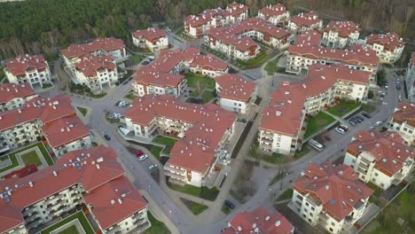 aerial of residential neighbourhood and houses suburb