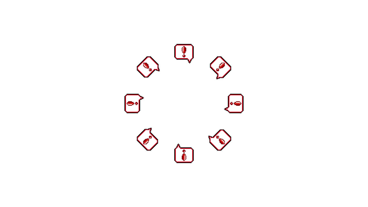 Pixel Art Speech bubble Exclamation mark Spinning Circle Animated Overlay Transparent 30fps (4)
