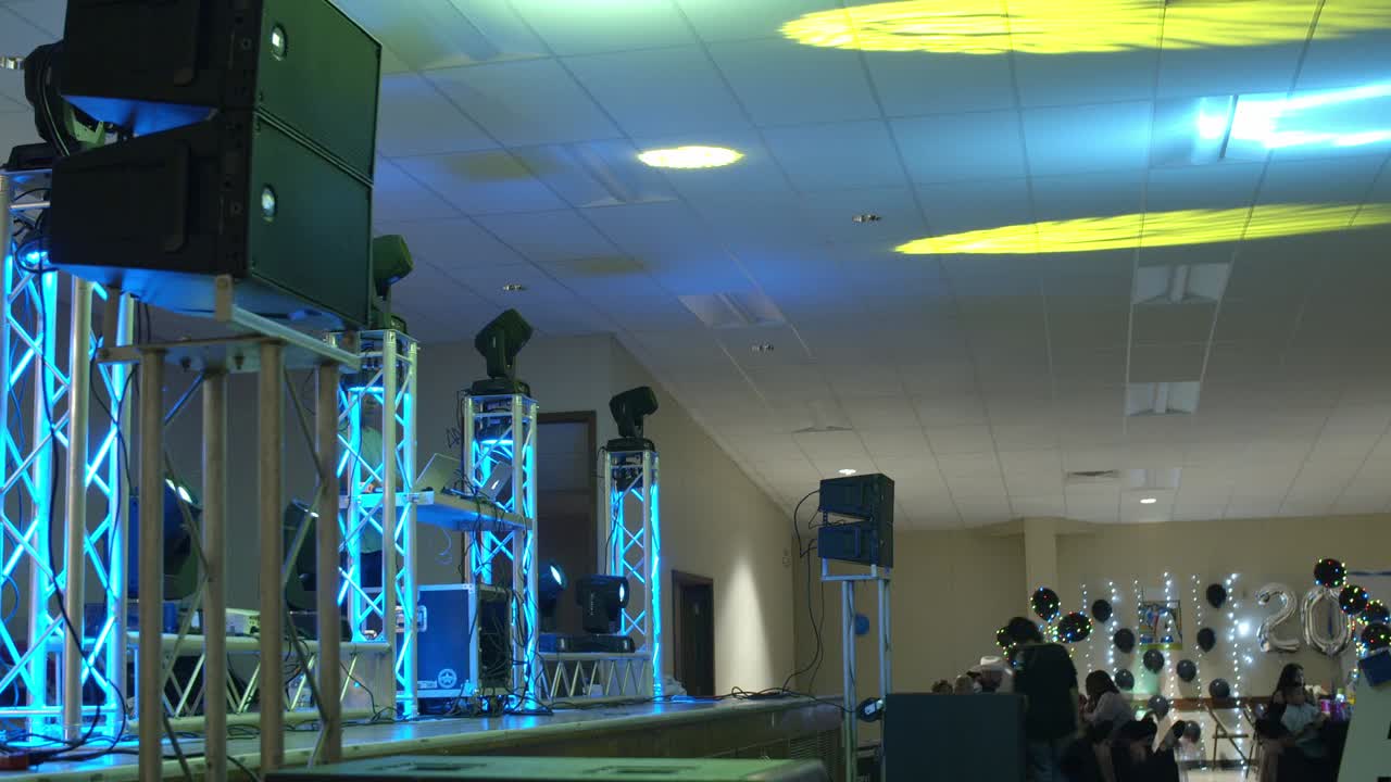 Lights on stage for a dance party