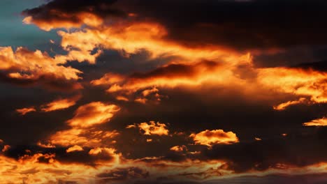 sky at sunset or sunrise with moving cumulus clouds