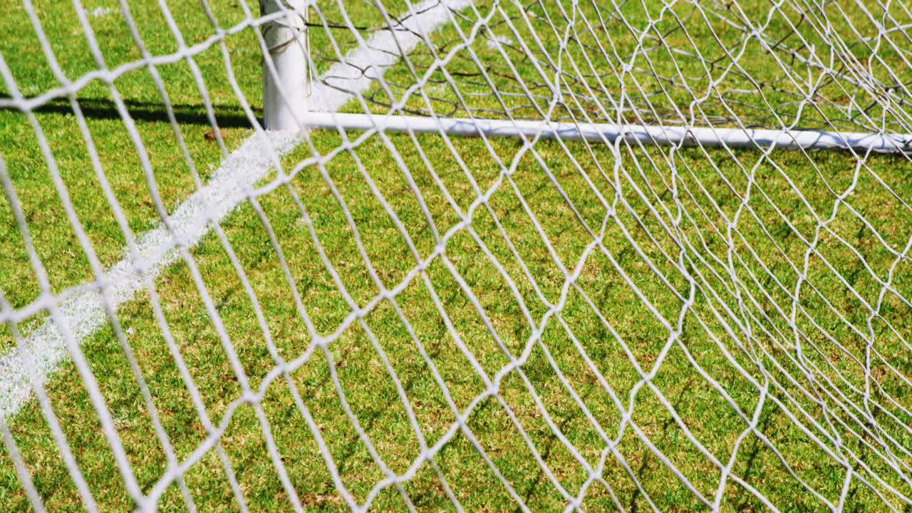 Net goal post in the field