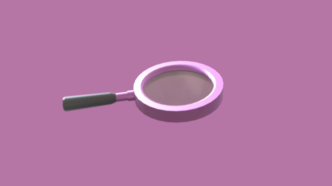 анимация увеличительного стекла, вращающегося на фиолетовом фоне