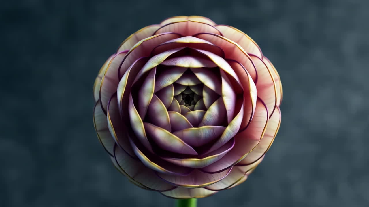 Close-up of a Detailed Purple and Yellow Flower with Spiral Petals