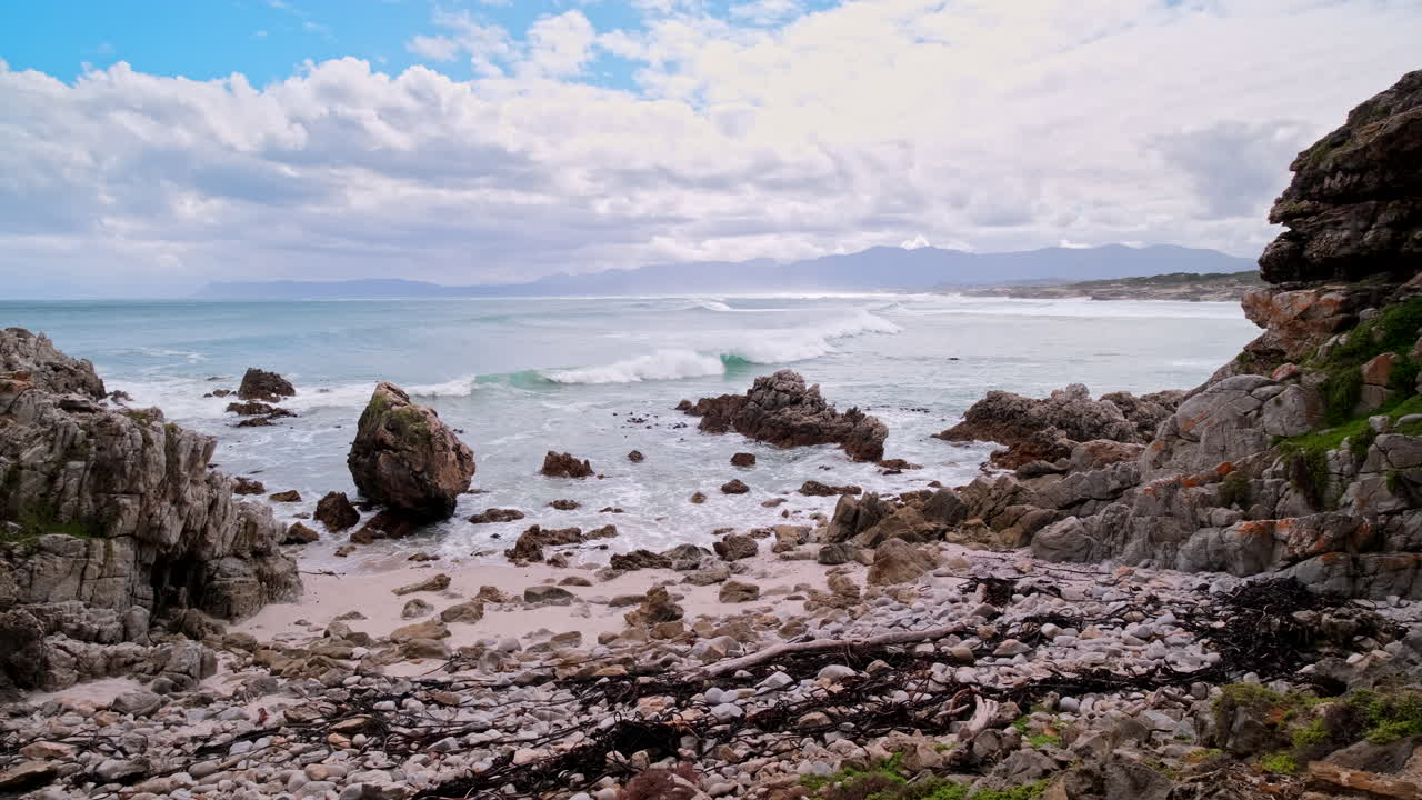 Scenic view over Walker Bay Atlantic ocean from Klipgat Cave in De Kelders