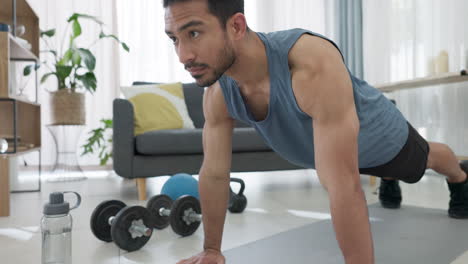 Ejercicio-En-Casa,-Hombre-Fuerte-En-El-Entrenamiento-De-Piso