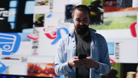 modern online lifestyle of a young man checking real time notifications