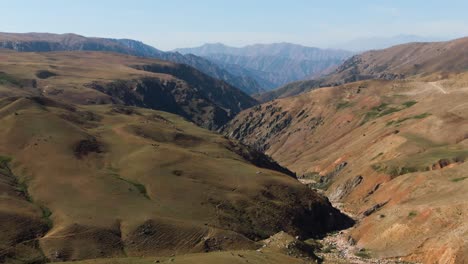 Beautiful-mountain-valley-of-the-Arashan-Mountains--Aerial