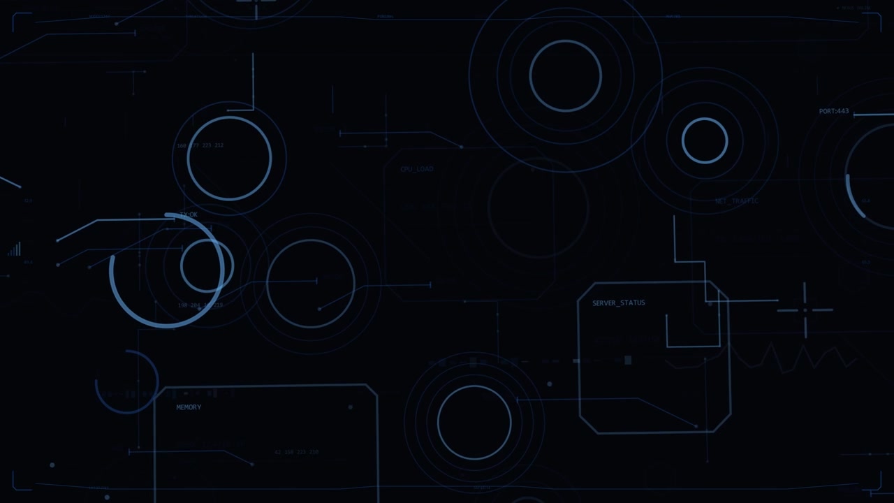 Init pulse starting HUD rotating rings and drawing waveform showing status on transparent canvas