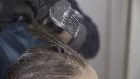 beautiful woman getting haircut by hairdresser in the beauty salon