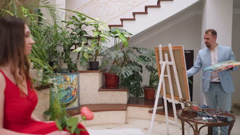 artist painting in his studio