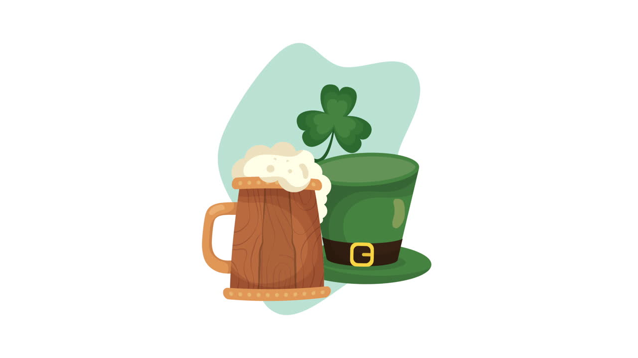 animert kort til St. Patrick's dag med øl og alvelue