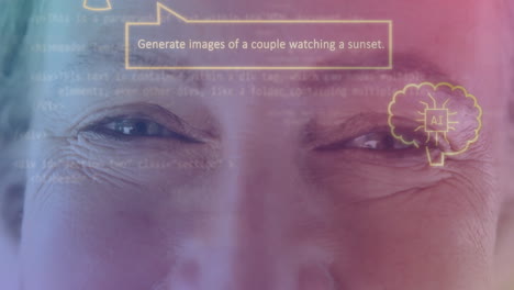 close-up of eyes with ai text generate images of couple watching sunset