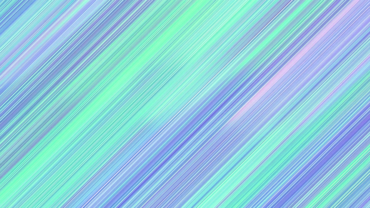 Pastellfargede diagonale striper beveger seg over rammen, mint- og lavendeltoner blander seg til en myk gradient med subtil uskarphet