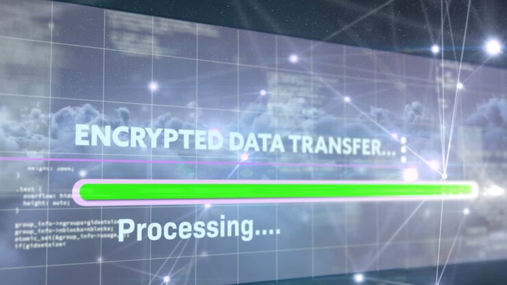 Animation of data processing over clouds