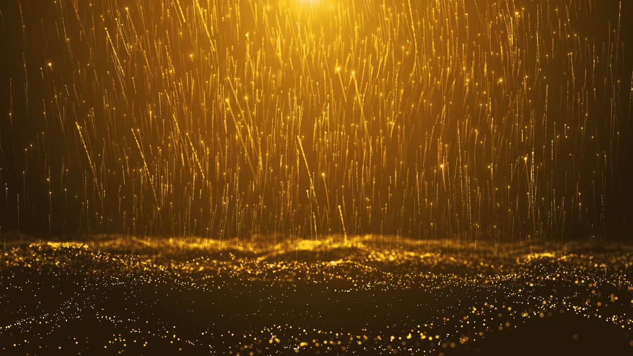 Golden particle line wave award stage background luxury magical stardust particles trails sparkling