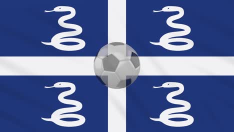 martinique flag waving and soccer ball rotates, loop