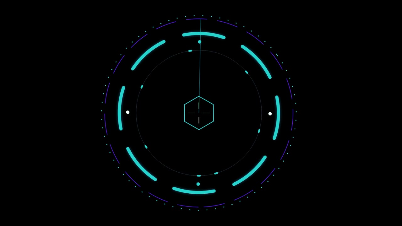 Futuristic Digital Radar Interface Scanning in Circular Motion