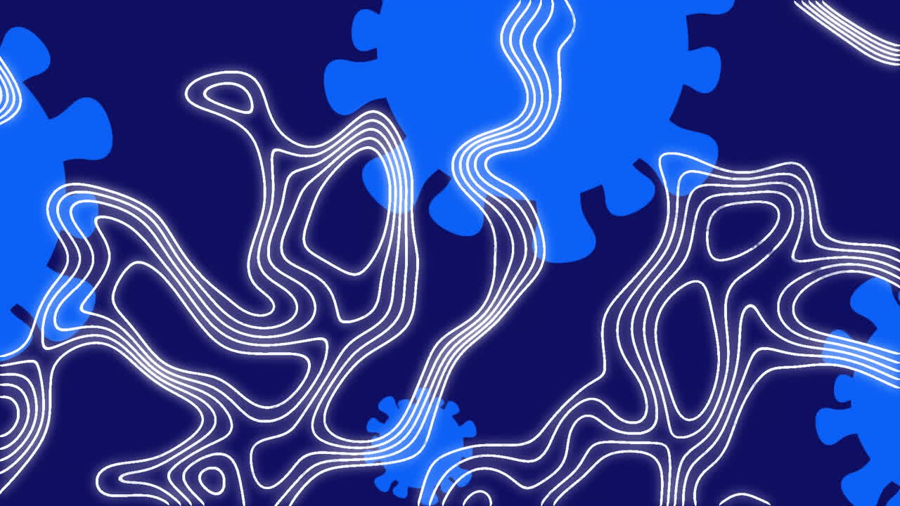 Topography over Covid-19 cells against blue background