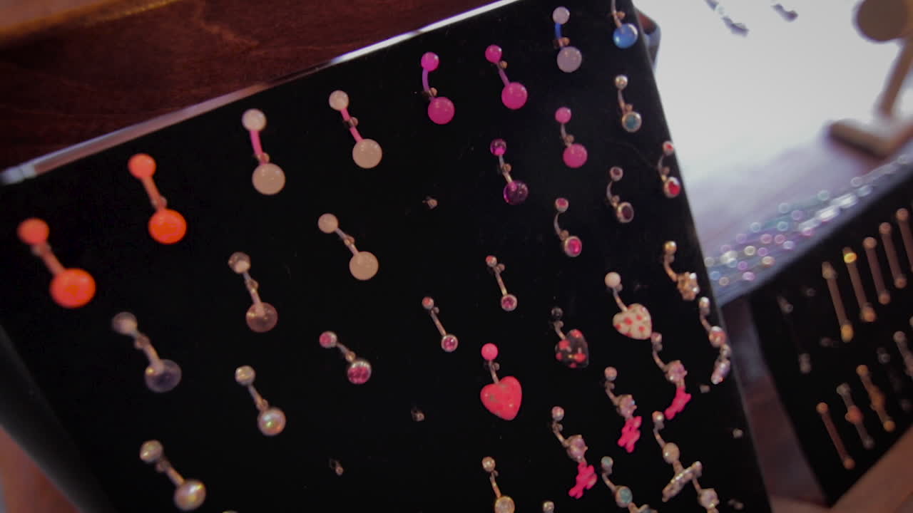 Variety of Body Piercing Jewelry Displayed