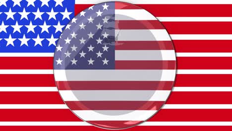 animation of flag of united states of america spinning in circle on flag background