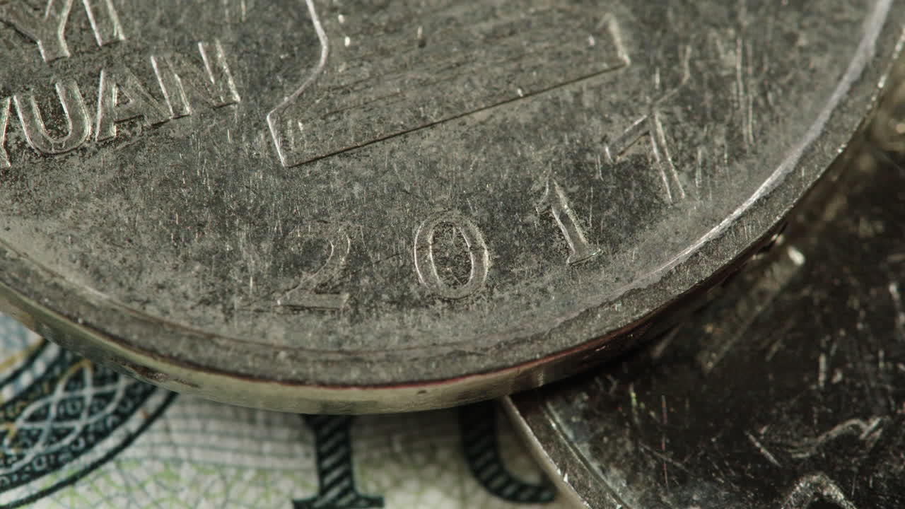 Close-up of Chinese Yuan Coins