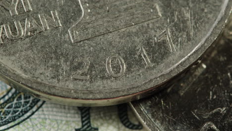 close-up of chinese yuan coins