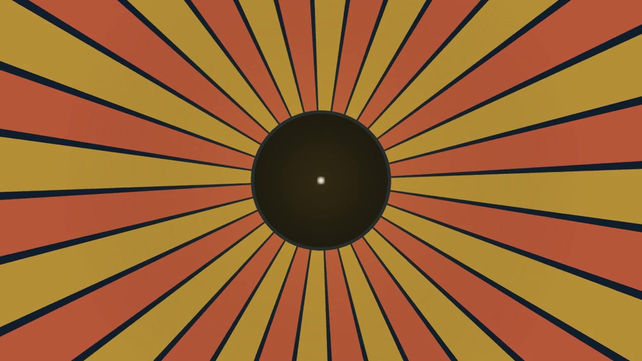 Animazione di un motivo a raggiera retrò con colori rotanti