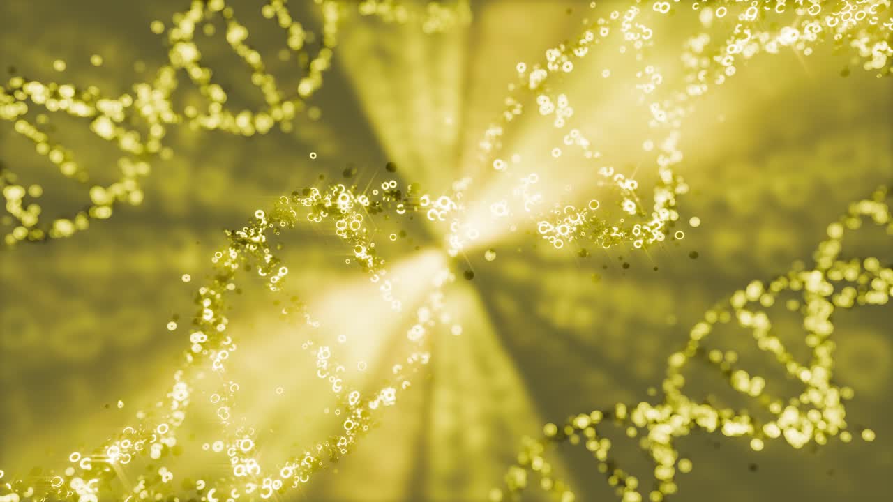 3D animation of yellow colored DNA helix moving in loop