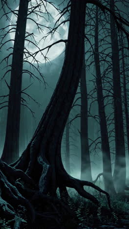 spooky moonlight forest